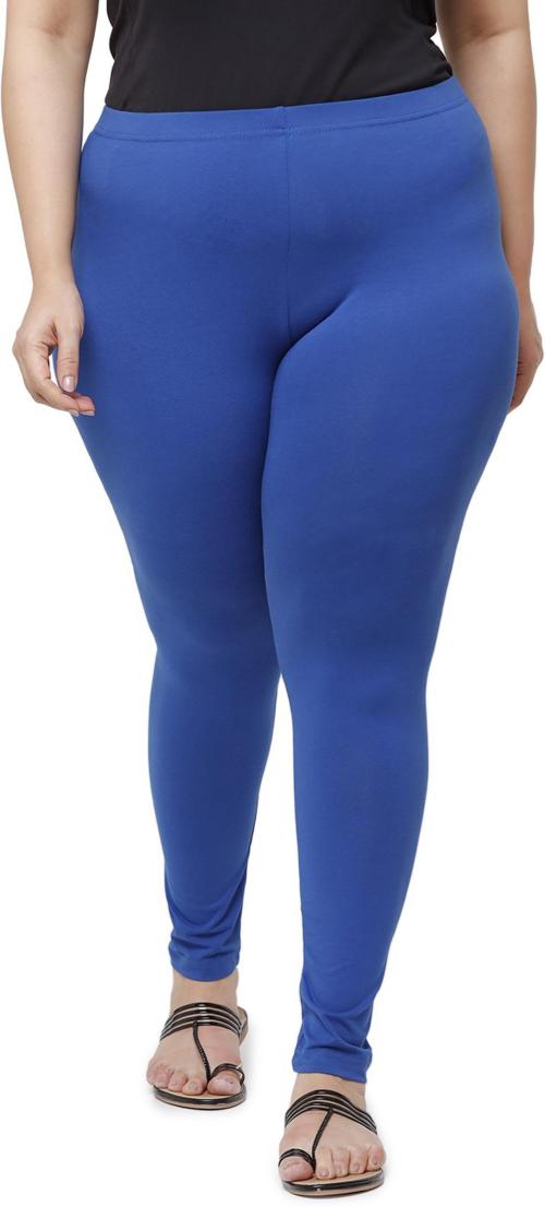 De Moza Women Dark Blue Solid Cotton Blend Ankle Length Western Wear Legging (3Xl)