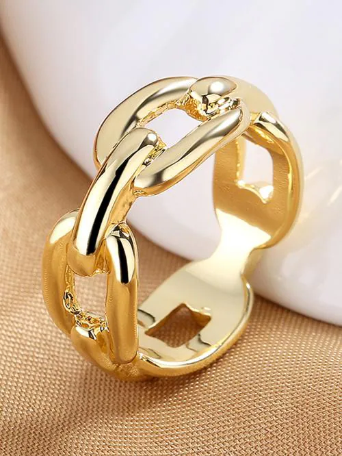 Scintillare by Sukkhi Glimmery Gold Plated Chainlink Finger Ring for Women