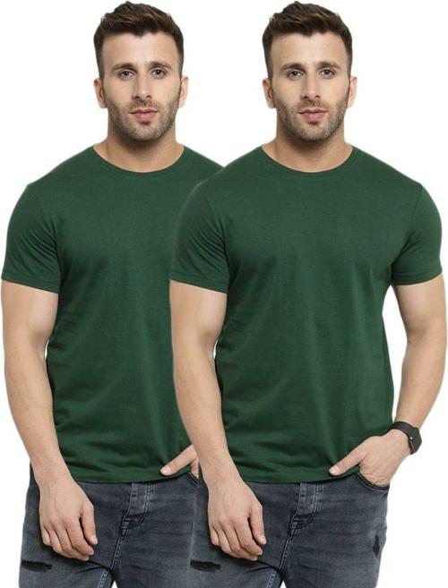 DAMN GUD DG Men Multicolor Solid Cotton Blend T-Shirt - S (Pack of 2)