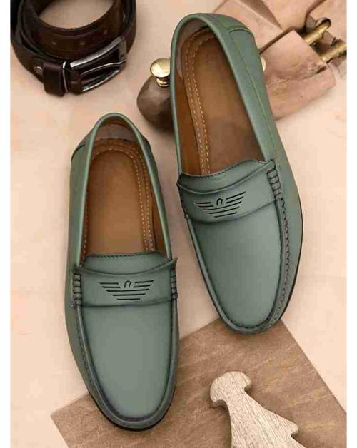 Ovexa Stylish Party Wear Loafer Shoe For Men Green Color