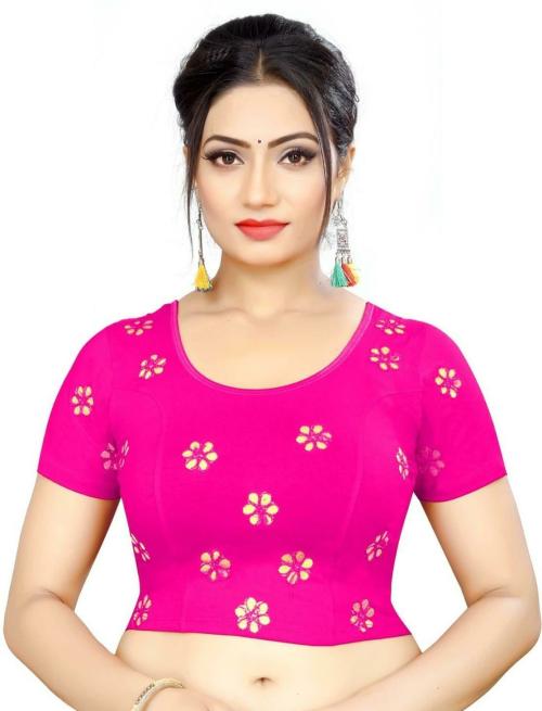 PANETAR Women Pink Embroidered Silk Blend Round Neck Blouse (size 38)