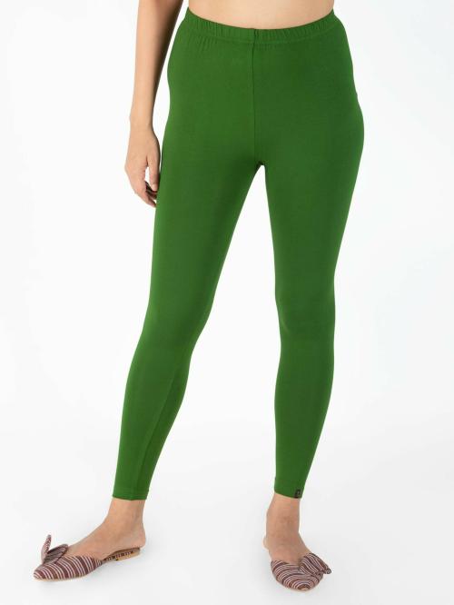 Buy Indian Flower Women Green Solid Ankle Length Western Wear Legging