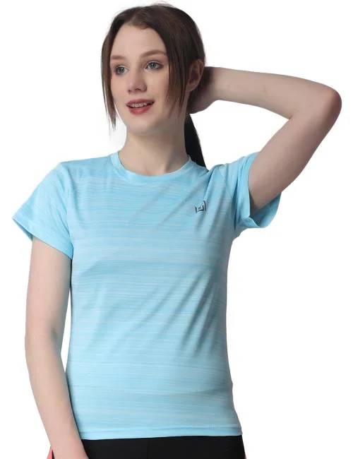 Half Sleeves Dry-Fit Moisture Wicking Polyester Lycra Blend Round Neck T-Shirts for Women