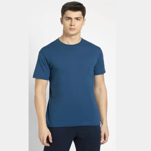 JOCKEY Solid Men Round Neck Dark Blue T-Shirt (M)