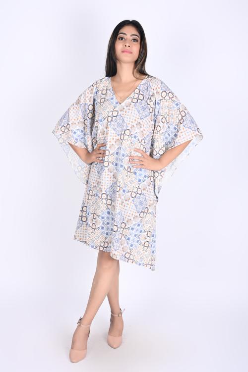 RAVI RAJORIA - Women Georgette Digital Printed Beach wear Kaftan Freesize CA-Zx2-L