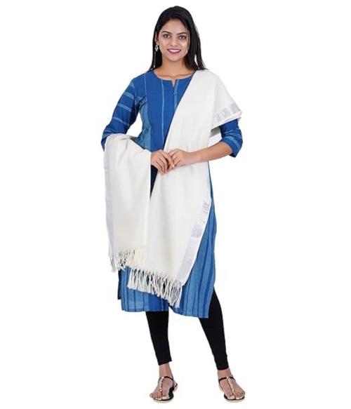 Fashily Women's Cotton Dupatta Silver 2 Inch Border