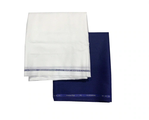 Raymond Trouser Shirt Fabric Combo Box (Unstitched WHITE SHIRT BRIGHT BLUE PANT)