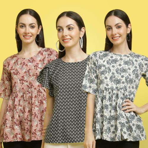 Poshyaa Tops for women western wear party wear tops for women crepe stylish combo pack 3 s to xl size