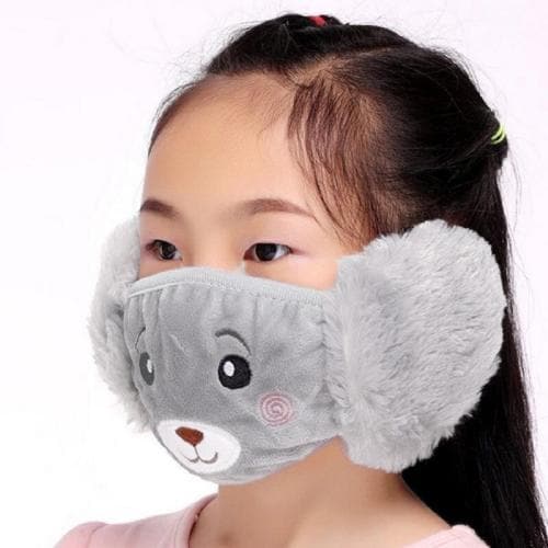 Mopslik -Kids Girls Warm Winter Earmuff Face Mask - Grey