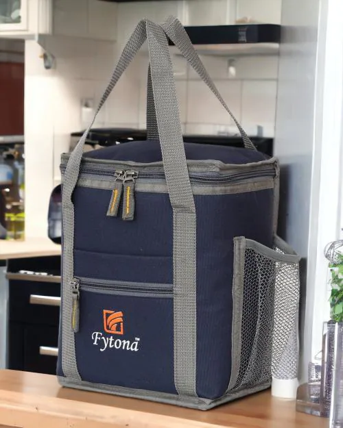 Fytona Lunch Tiffin Bag For School Office Picnic Travel Waterproof Lunch Bag (Navy Blue, 7 L)