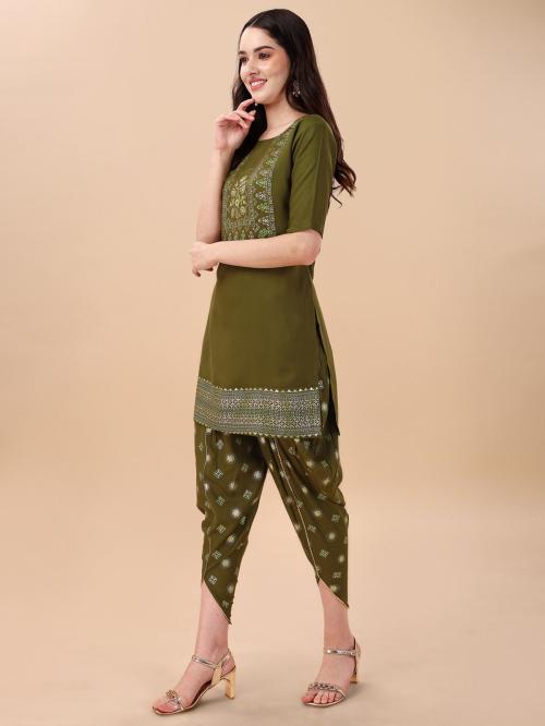 DerifaWomen Ethnic Motifs Printed Kurti with Dhoti Pants
