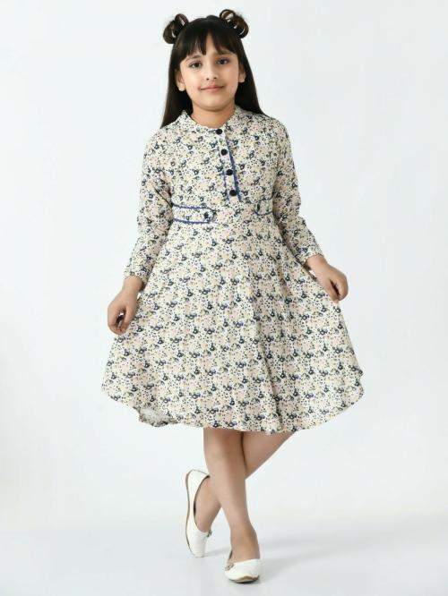 Bella Moda Cotton Casual Fit And Flair Printed Full sleeve Girls Dress
