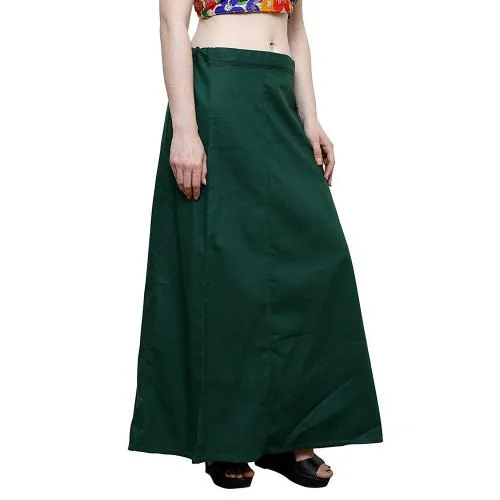 IGNOTO Readymade Saree Shapewear Petticoat for Women, Cotton Blended Shape Wear Dress for Saree (Free Size)(DARK GREEN-PETTICOAT)