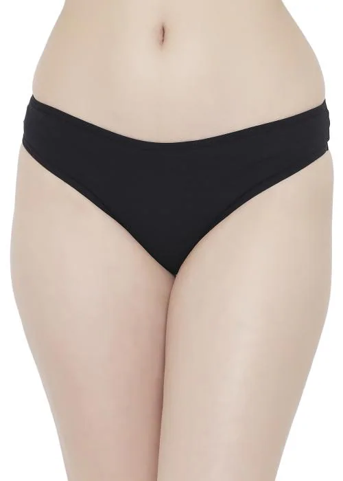 Bleeding Heart Women's Solid Black Thong Panty, Low Waist with Minimal Back Coverage, Pack of 1