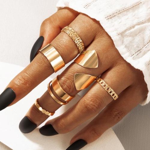 ARZONAI new joint ring creative geometric punk style bright face ring ring set 6 sets Metal Knuckle Ring