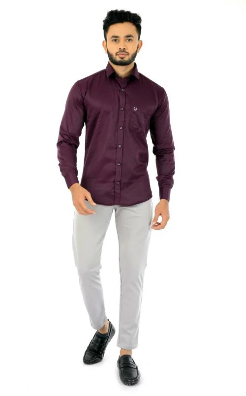 Devi creation Men Regular Fit Solid Cut Away Collar Festive Shirt Purple