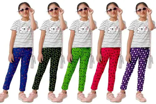 KAFF Girls Printed Pant & Legging - pack of 5pcs- 7/8 Years