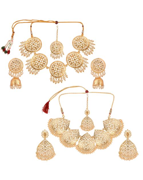 Buy Kord Store Gold Plated Wedding Necklace Jewelry Set Combo Of 2 For