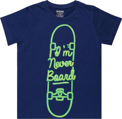 De Moza Boys Dark Blue Graphic Print Cotton Blend T Shirt (5-6 Years)