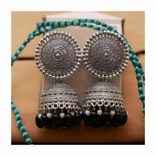 Antico Bridal Traditional Festive Black Color Oxidized Big Jhumka Earrings for Girls