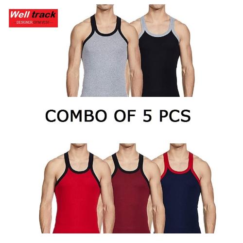 Sasta Sales sports gym vest for men | cotton sandoo vest | color ganji | cut sleeve vest| Combo pack of 4