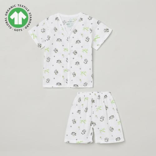 The Boo Boo Club 100% Muslin Organic Cotton Button Shirt and Short Set | GOTS certified Cotton | Half Sleeve Shirt | Summerwear Set | Panda Animal Print | 18-24 Months