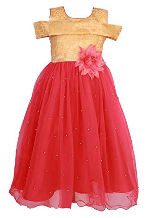My Lil Princess Girls Golden Moti Red Red Dress for Girls