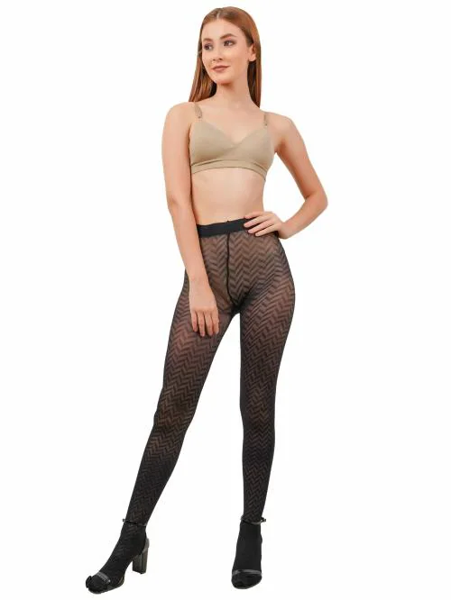 ogimi - ohh Give me Women's Black Self Design, Fashion Ladies Tights Stockings Pantyhose Free Size Black