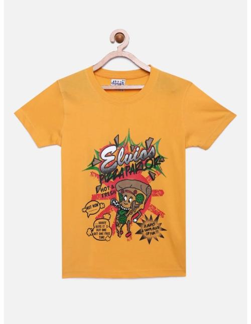 DONGLI Half Sleeve Yellow top Boys Casual Pack of 1 Tshirts