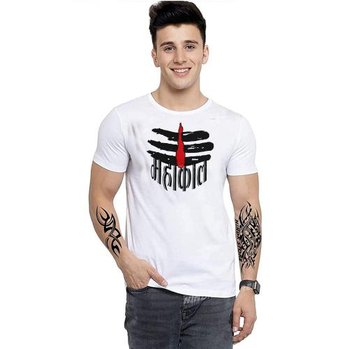 THE NXT GEN Lord Mahadev Printed T Shirt Men Round Neck Half Sleeves Regular Fit