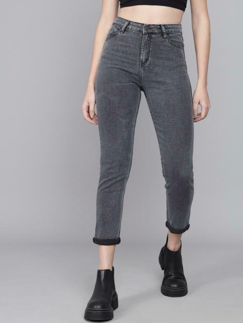 Kotty Women Grey Self Design Denim Jeans