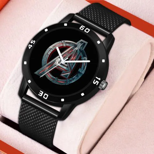 Daniel Jubile Analog Avanger Black Dial Black PU Strap Watch For Men