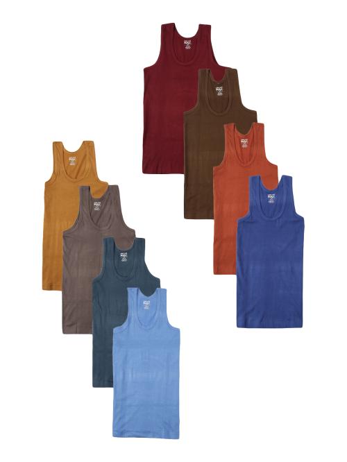 Lux Cozi Boys Multicolor Solid Cotton Pack of 8 Vest