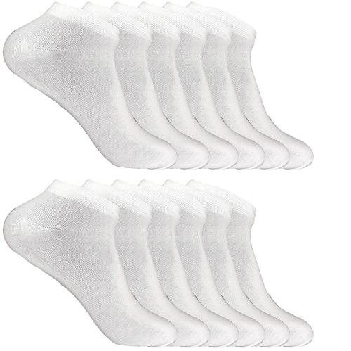 Cotson Cotton Ankle Length Socks For Men (White, Pack of 12)