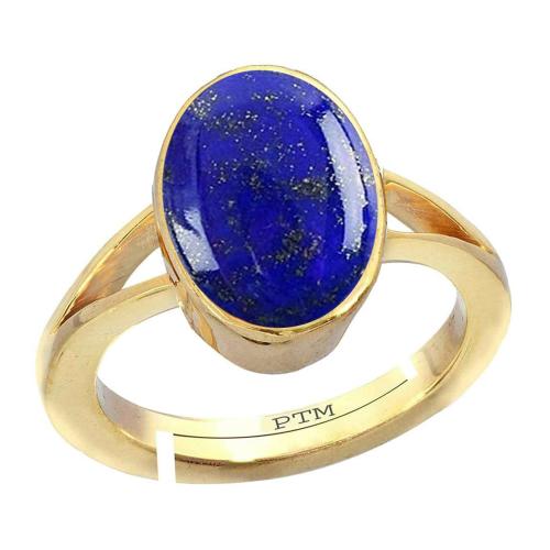 Ptm Lapis Lazuli 4 Carat Natural Gemstone Panchdhatu Gold Plated Adjustable Ring