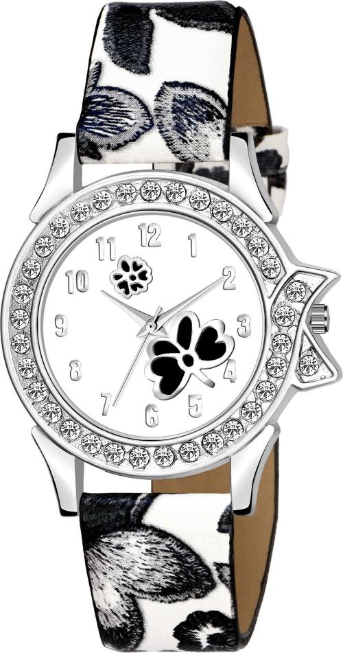 Rozti Analog White Dial White Strap Watch for Girls