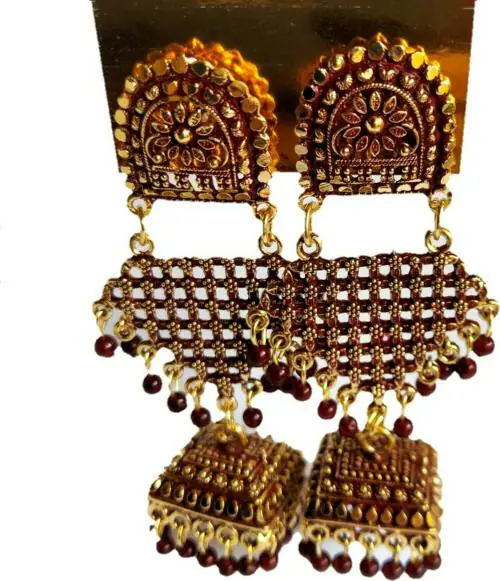 Purabi Latest Fancy Jhumka Earrings Pearl Alloy Jhumki Earring