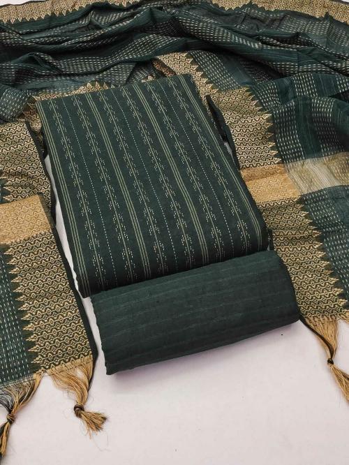 Reeta Fashion New Design DARK GREEN cotton jacard jacard workDress Material - RFD293