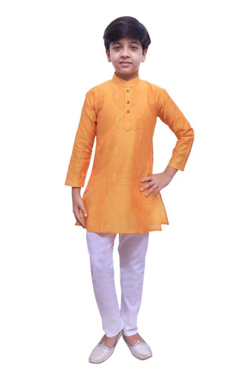Pro-Ethic Style Developer Kids Yellow Cotton Kurta Pyjama Set For Boys