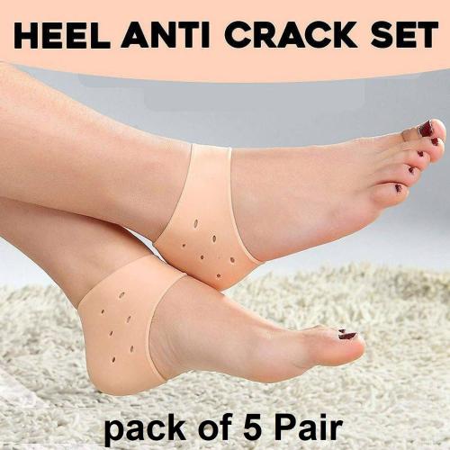 DJ FINDER 5 Pairs Silicone Heel Protectors- Breathable Heel Gel Heel Cushions for Cracked Heel- Heel Cups Heel Cover for Heel Repair Women Men
