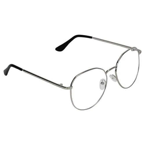 SIDEWOK Men's Metal Stylish Oval Spectacles Frames (Silver; Free Size)