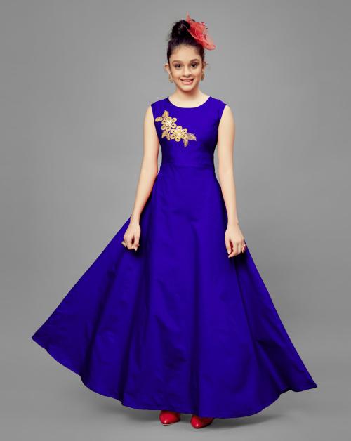 Buy Fashion Dream Girls Blue Patchwork Satin Pack Of 1 Dress Dresses