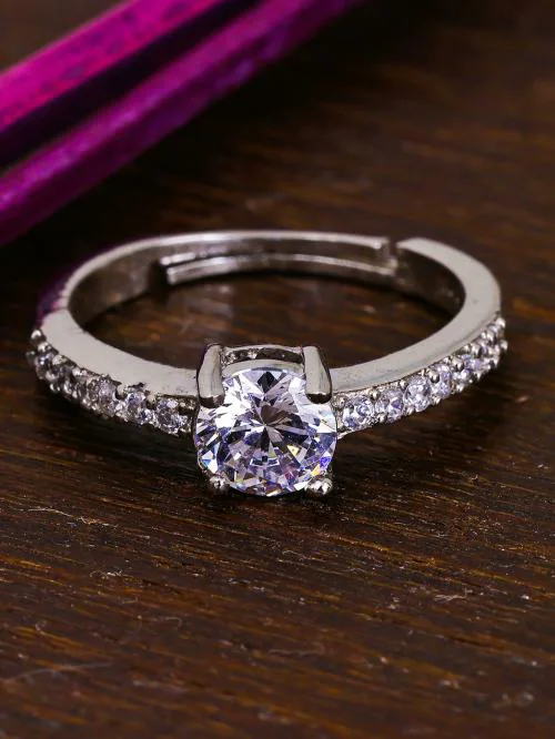 Pissara by Sukkhi Splendid 925 Sterling Silver Cubic Zirconia Finger Ring For Women And Girls|with Authenticity Certificate, 925 Stamp & 6 Months Warranty