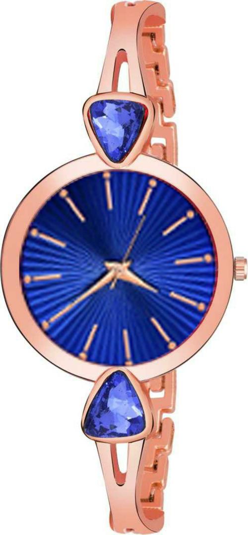 HRV Blue Dial Rose Gold Strap Analog Watch For Women