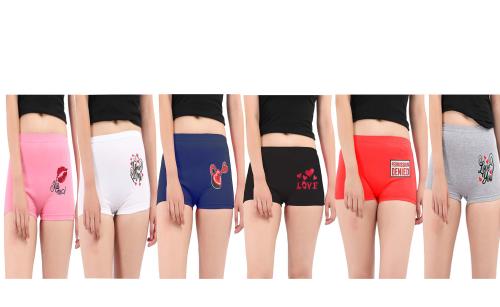 Jocker Women Multicolor Nylon Boyshorts Panties (L)