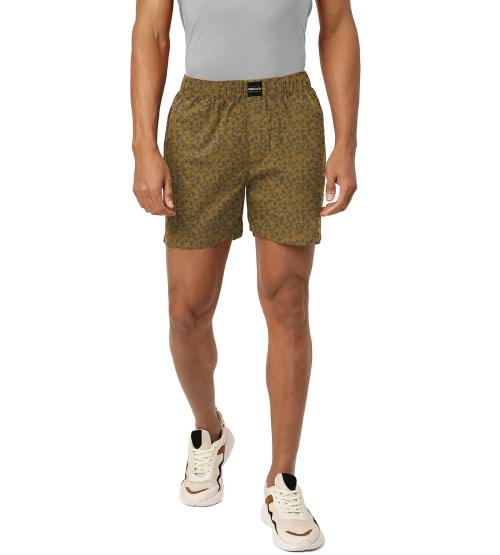FREECULTR Men's Mustard Self Design 100% Cotton Boxers