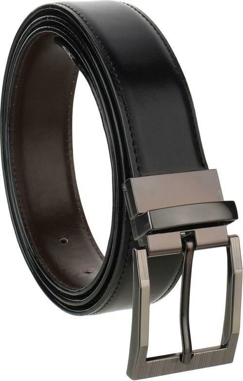 WILDAUK Men Black Solid Genuine Leather Reversible Belt, size 46