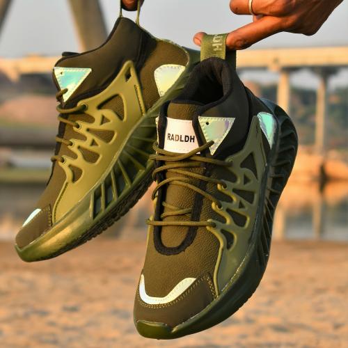 Shoeprix Premium Mesh With Silicone Sticker Boots For Men (Green)