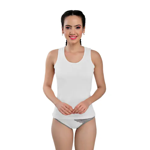 Shebae Cotton Tank Top Vest Top Camisole Sando Inner Wear for Women And Girls /White