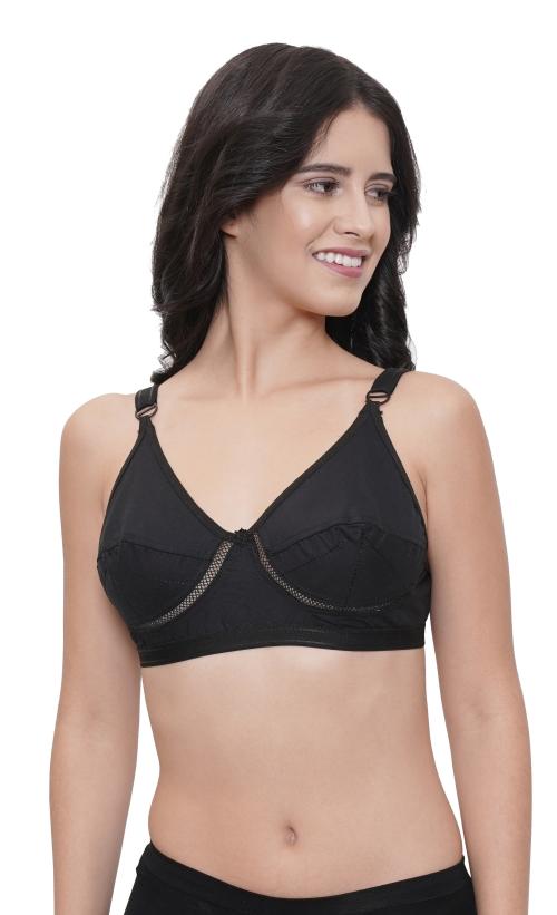 FEMULA Netbust Non Padded Regular Cotton Bra (Black) 42B